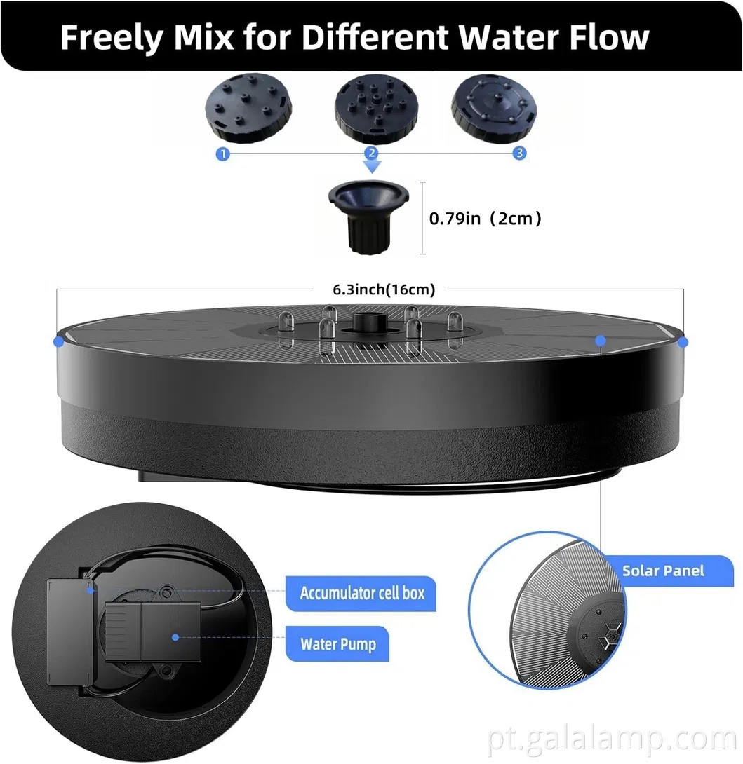 Bomba de fonte de jardim movida a energia solar ecológica para espaços tranquilos